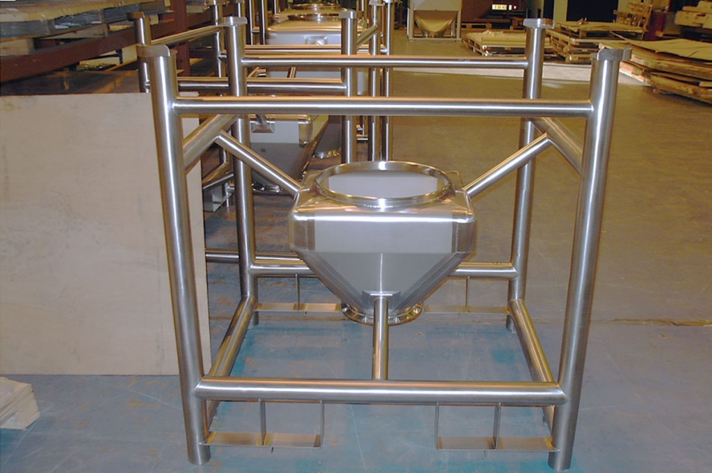 90 litre IBC in stainless steel framework